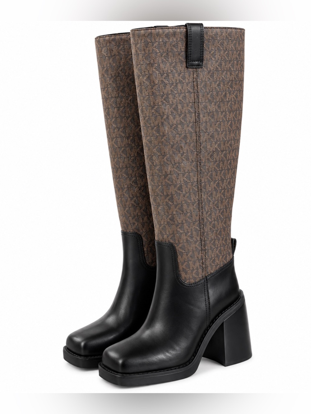 Michael Kors Houston signature Black brown Leather Knee-High Boot size 6